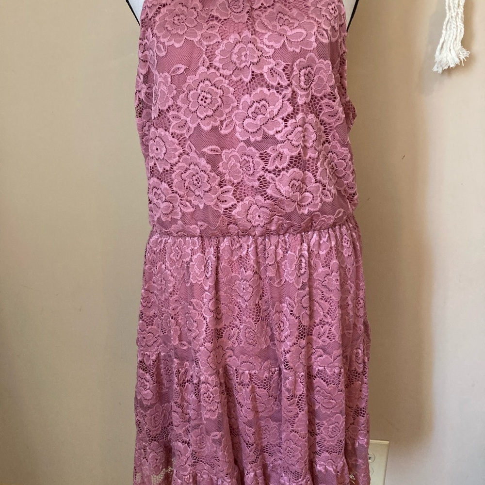 As U Wish Pink Halter Sundress Sleeveless Mini
